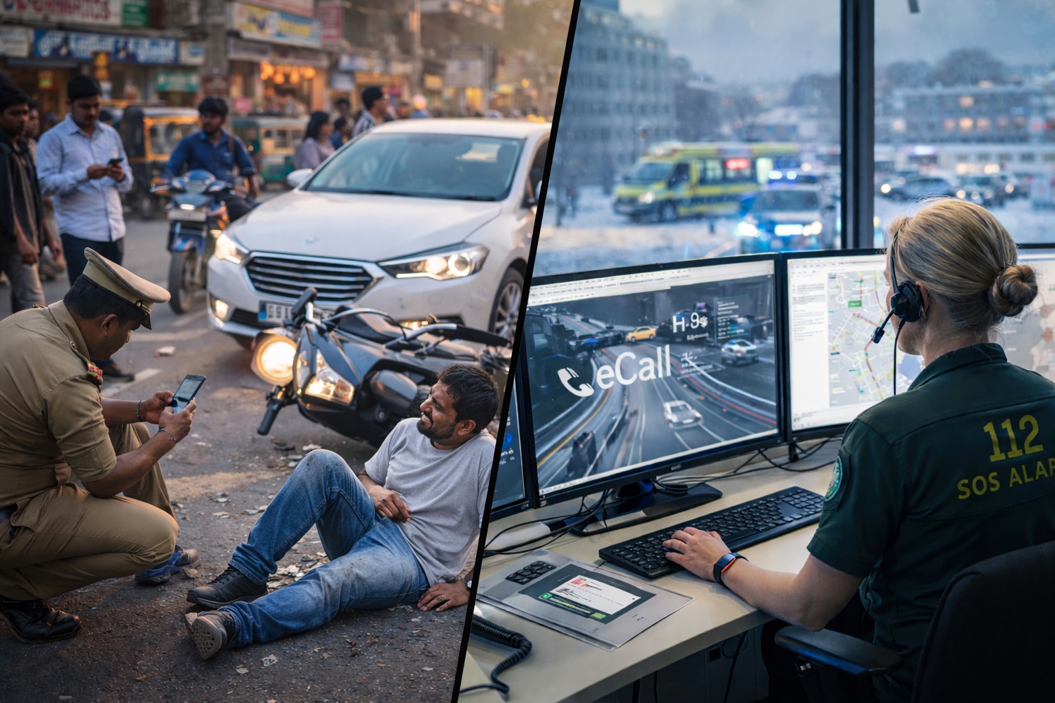 End-to-end crash to emergency response flow diagram